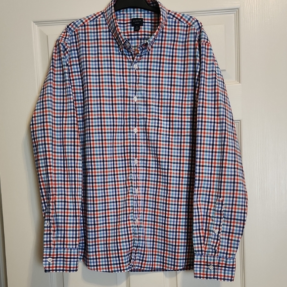 J Crew slim fit flex long-sleeve checkered button-down shirt, XL (17-17.5) - Picture 1 of 8